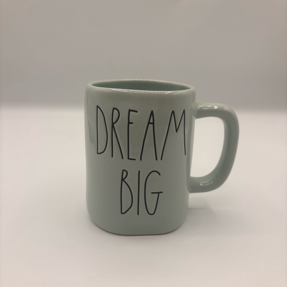 Rae Dunn Mug Dream Big Coffee Tea Cup Collection Handle Slogan Blue‎ 4 3/4”